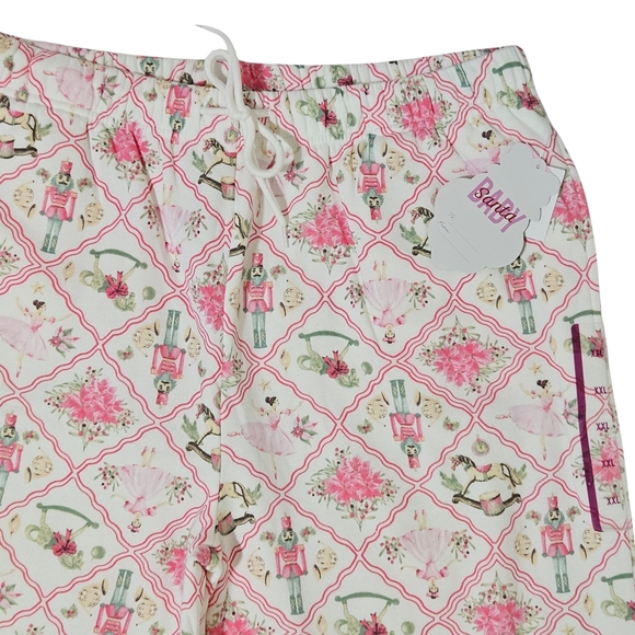 VIRAL Target Nutcracker Pants Fleece Vinyl Threads Women XXL Off-White Holiday - Picture 3 of 6